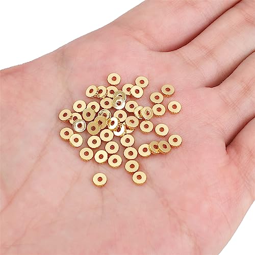 BEADIA 14K Gold Plated Disk Spacer Beads 4x1.2mm 50pcs for Jewelry Making Findings Non Tarnish - color: 14K Gold, size: 4x1.2mm Disk