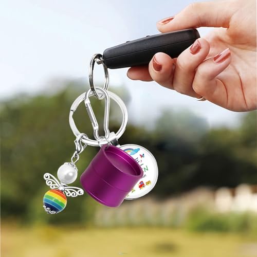 Mini Travel Ring Holder Keychain, Portable Jewelry Holder Keychain with Protective Sponge, Small Necklace Earrings Case for Gym Sports Bag Purse - color: 1-Tier Purple