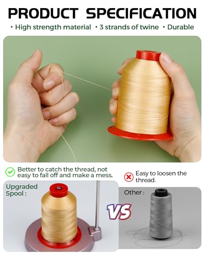1000 Meters FIVEIZERO Extra Strong Upholstery Thread,Cream Bonded Nylon Thread for Denim Leather,Craft,Machine,DIY and Home (1 Pack) CJ - color: Cream
