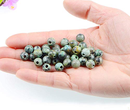 AD Beads Natural Gemstone 8mm Round Loose Beads Big Hole 2.5mm Sized 40pcs (African Turquoise) - color: African Turquoise