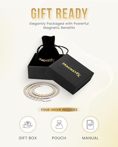 MagnetRX Titanium Magnetic Necklace – Ultra Strength Magnetic Necklaces for Women & Men – Effective Titanium Necklace with 62 Magnets (Silver & Gold, 22 Inches) - color: Silver & Gold, size: 22 Inch (Pack of 1)