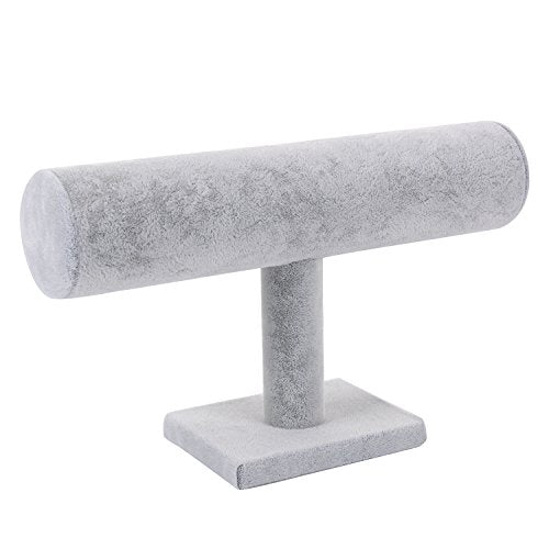 ChezMax Necklace Jewelry Display Jewelry Stand Hovering T-Bar Bracelet Holder for Home Organization - color: F-Gray Velvet