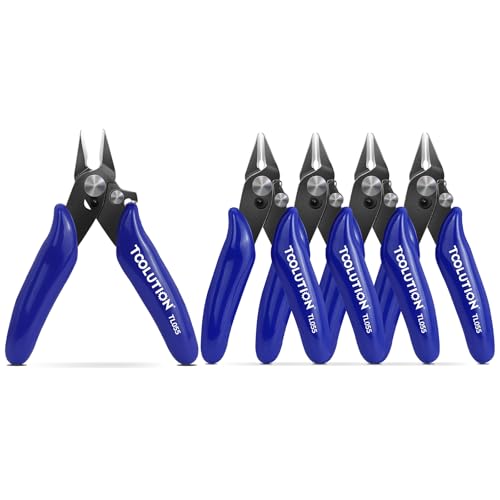 5 Pack 3.5" Wire Cutter for Jewelry Making - Small Flush Cut Pliers with Safty Lock- Electrical Wire Snips for Craft Zip Tie Plastic Model - size: 5 Pack