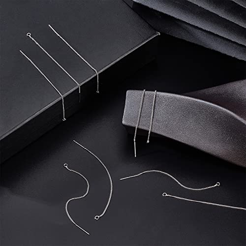 Beebeecraft 1 Box 10Pcs Platinum Plated Threader Earrings with 925 Sterling Silver Pins Pull Through Threaded Long Chain Drop Tassel with Loop 3.34inch - color: Platinum Color, size: 85mm