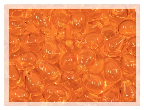 Czech 50-Piece Glass Beads, 6x9mm, Teardrop Transparent Orange - color: Orange Transparent