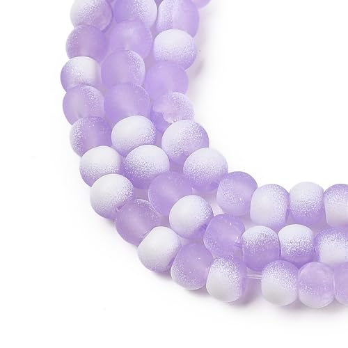 KISSITTY 50pcs Matte Beads Gradient Color Glass Frosted Crystal 6mm Rondelle Lilac Bead Center Drilled Loose Craft Beads for Jewelry Making Earring Bracelet Necklace DIY Crafts - color: Lilac