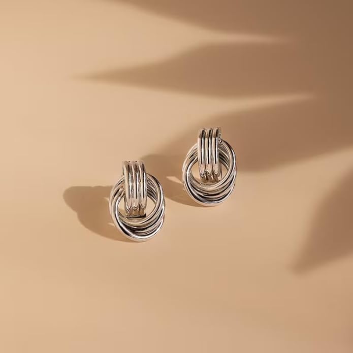 Gold Earrings for women Trendy - 14K Gold Plated Chunky Drop Dangle Knots Statement Earrings Hypoallergenic Lightweight Gold Jewelry Gifts