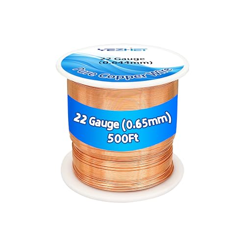 Solid Soil Copper Wire(22 Gauge, 16OZ, 500Ft) for Jewelry Making, Bare Pure Copper Wire for Crafts - size: 22GA