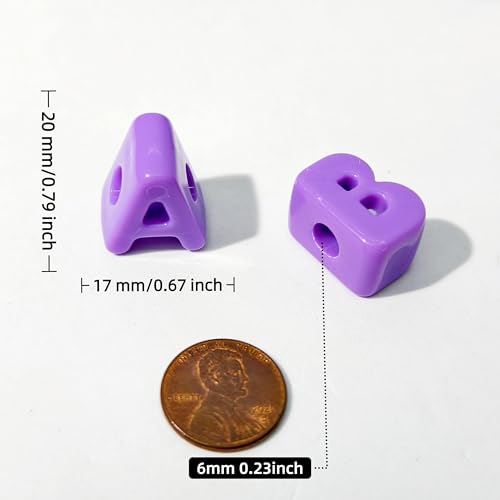 26PCS Large 6mm Hole Letter Beads, 20mm Acrylic Beads A to Z,for DIY Jewelry Making Kit Friendship Bracelet Key Chain and Bag Charms (26 A to Z Purple) - color: 26 A to Z Purple