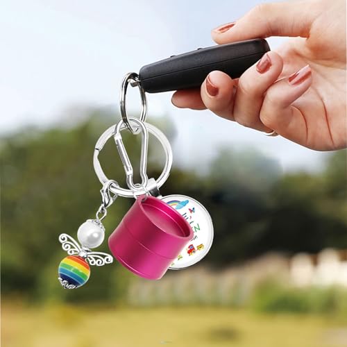 Mini Travel Ring Holder Keychain, Portable Jewelry Holder Keychain with Protective Sponge, Small Necklace Earrings Case for Gym Sports Bag Purse - color: 1-Tier Pink