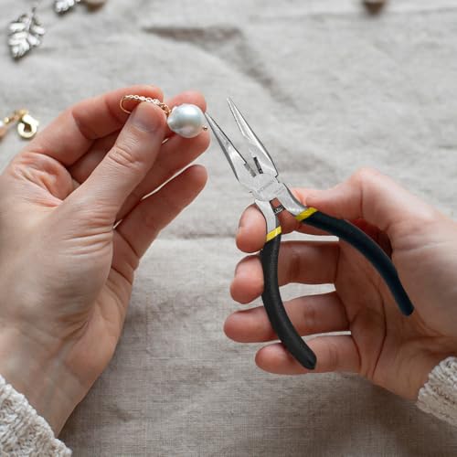 BOOSDEN 5" Small Needle Nose Pliers 10 Pack, Mini Needle Nose Plier with Wire Cutters, Spring Loaded Needle Nose Pliers for Jewelry, Crafts, Electronics - size: 5" (10 Pack)