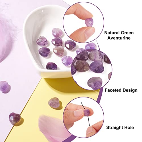 Craftdady Faceted Heart Natural Amethyst Stone Beads Puff Heart Gemstone Loose Beads Energy Healing Crystal Stone 10x10mm for Jewelry Craft Necklace Bracelet Earring Making, 18~20pcs - color: Faceted Heart Amethyst