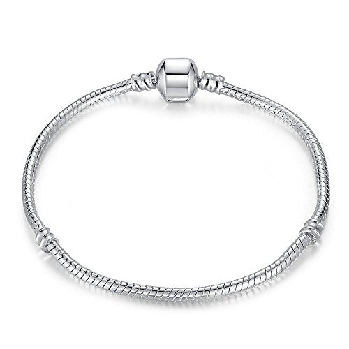 RUBYCA 5pcs 6.3" White Silver Plated Clasp European Snake Chain Charm Bracelet fit Charm Beads DIY - color: White Silver, size: 16 CM