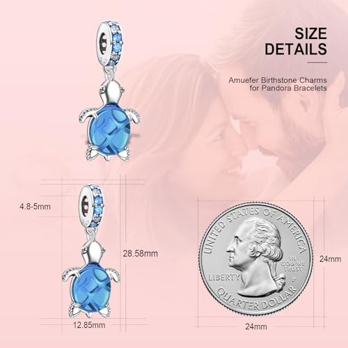 S925 Bead Dangle Charms for Bracelets Necklaces, Compatible with Pandora - style: Blue Tortoise Charms