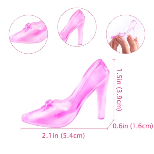 Niceup 75pcs Small Princess Glass Slippers 2in Plastic Crystal High Heel Shoes Toy for Princess Party Favors Doll House Decorations Cupcake Toppers Girls Craft Trinkets Pinata Fillers Hide Seek Toys - style: Princess Shoes (about 75pcs)