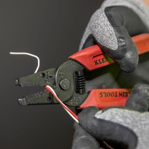 Klein Tools 11046 Wire Stripper, Wire Cutter, Made in USA, Stripping/Cutting Tool for 16-26 AWG Stranded, Compact Nose with Precision-ground Stripping Holes