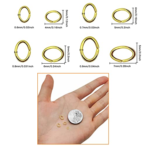 1200pcs Oval Jump Rings Oval Open Rings Open Jumps Ring Stainless Steel Jumps Ring for Jewelry Making Supplies Earring Bracelet Necklace DIY Craft Making(Gold,4 Sizes) - color: Gold