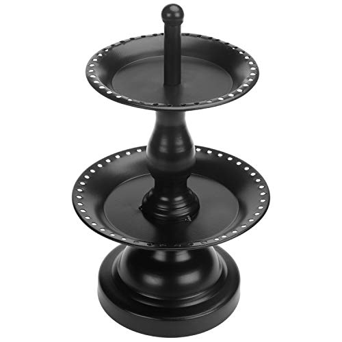 MyGift Earring Storage Rack Organizer, Metal Jewelry Tree, Necklace and Bracelet Hanger with Wooden Ring Tray Trinket Holder - Holds 68 Pairs of Earrings (Black-2-Tier) - color: Black-2-Tier