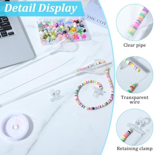 Quilax 6Pcs Beading Tools Kit, Beading Needles, Bead Funnel, and Clips for 0.2" Clay Beads Jewelry Making, Bracelets, Necklaces (Not Include Clay Beads)