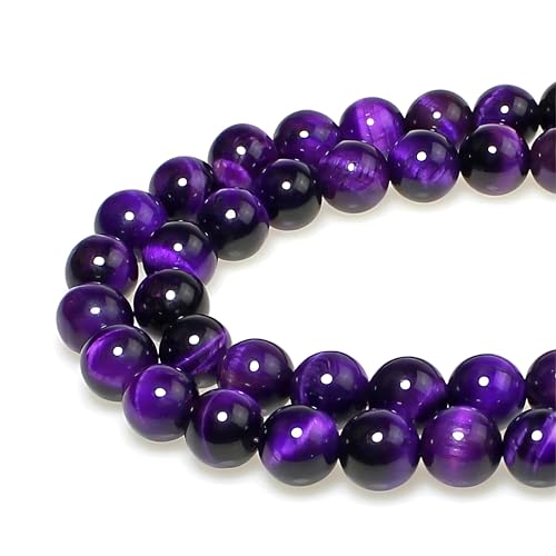 MJDCB Stone Beads 6mm 60pcs Round Purple Tiger's Eye Loose Gemstone Bead Charms for Jewelry Making Bracelet Necklace Earring Pendant - color: Purple Tiger's Eye, size: 6mm