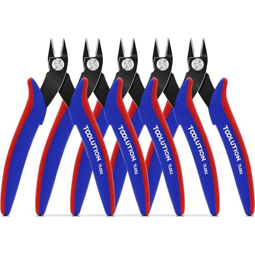 5 Pack Flush Wire Cutters - Small Diagonal Cut Pliers Side Cutter Snips Bulk - Micro Clippers for Zip Tie Plastic Model 3D Printer - Mini Nippers for Crafting Electrical Jewelry Making - size: 5 Pack