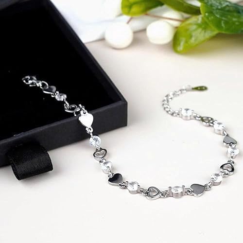 To My Soulmate Bracelet for Women, Heart Chain Bracelet with Shiny Stones, Perfect Birthday or Anniversary Christmas Gift for Soulmate with Message Card and Gift Box