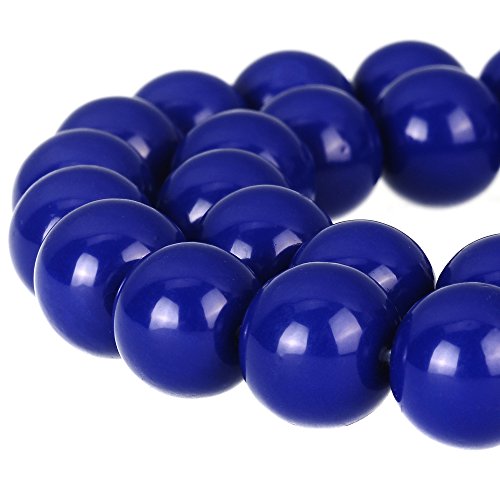 RUBYCA Round Opaque Painted Druk Czech Glass Beads Bulk Jewelry Making Supplies Strand (Blue, 4mm) - color: Dark Blue, size: 4mm