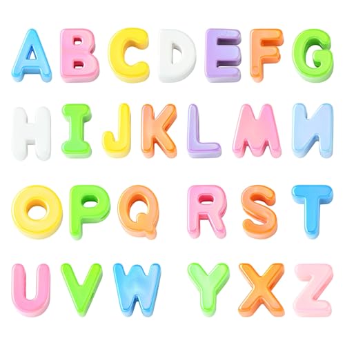 LiQunSweet 52 pcs 26 Styles UV Plating Letter A-Z Acrylic Beads Alphabet Initial Loose Beads for DIY Jewelry Bracelet Necklace Earring Crafts Keychain Bag Home Decor - color: Letter A-Z Beads_52 pcs