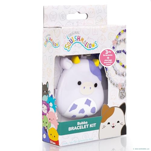 Original Squishmallows Bubba The Cow Bracelet Kit, Bracelet Making Kit, Friendship Bracelet Kit, Charm Bracelet, Charm Bracelet Making Kit, Gifts for Girls, 7 Year Old Girl Birthday Gifts, Crafts - style: Bubba the Cow