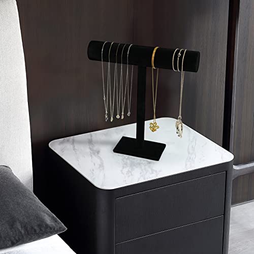 G Ganen T-Bar Necklace Holder Jewelry Display Stand; Black Velvet Holder Organizer for Necklace, Chains, Bracelets, Watches, Headphones; 12” High*11”Cross
