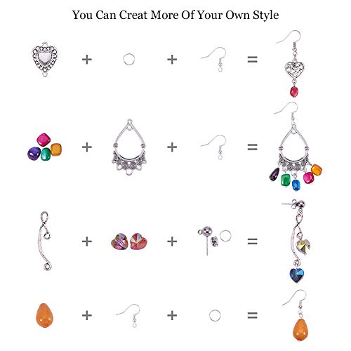 SUNNYCLUE 1 Box DIY 10 Pairs Chandelier Earrings Jewelry Making Starter Kit Chandelier Components Connector Charm Pendants, Shell Heart Beads, Earring Hooks Jewelry Findings for Adults Instruction - color: Chandelier Charms Earring Making Kit