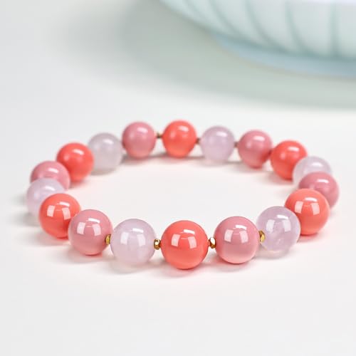 Gemstone Beaded Necklace for Women, Trendy 18K Gold Plated Hematite Natural Stone Bead Choker, Boho Handmade Summer Beach Necklaces for Women Everyday Western Jewelry Gifts - color: Rose Quartz