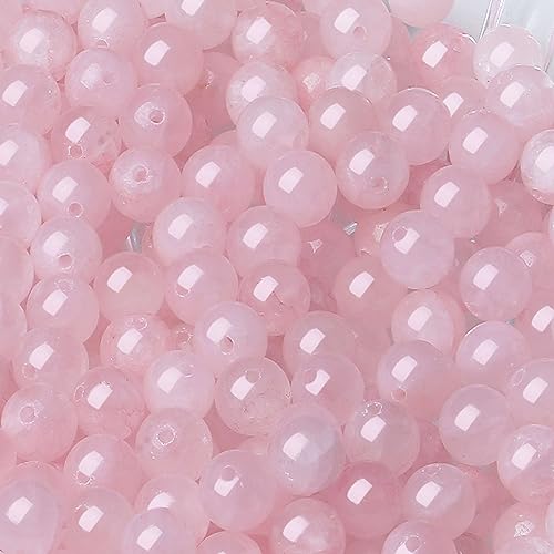 LAIDANLA Rose Quartz 8mm Natural Stone Beads Round Loose Gemstone Stone Beads for DIY Bracelet Necklace Earrings Jewelry Making Polishing Genuine Real Beading Crystal 96PCS 2 Strand 32" - color: K-Rose Quartz, size: 8mm