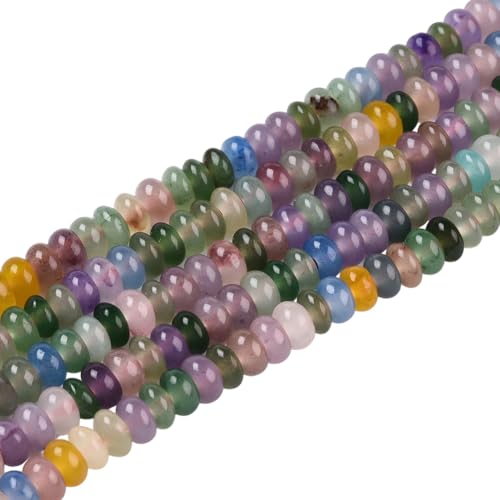1 Box 284PCS Natural White Jade Beads Strands with Hole Rondelle Dyed Gemstone Abacus Colorful Disk Loose Spacer Bead Stone for Jewelry Making Bracelets Necklace Earrings DIY Crafts Supply - color: Colorful, size: 284pcs