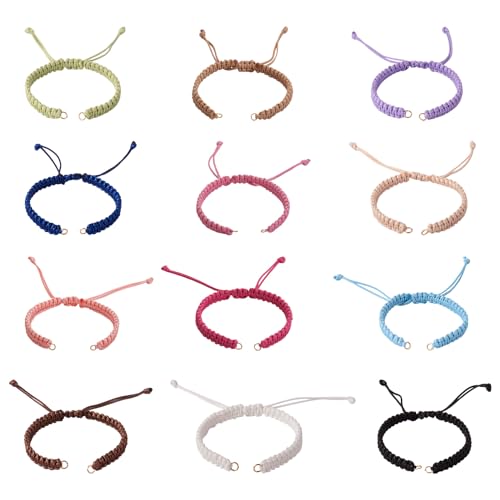 Cheriswelry 12pcs Adjustable Bracelet Makings Braided Waxed Polyester Bracelet Cord 6-1/4" Friendship Bracelet Fashion Boho Bracelet for Unisex Men Women Jewelry Making - color: 12 Color