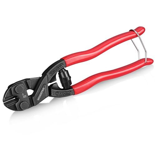 WORKPRO 8-inch Mini Bolt Cutter with Recess and Spring, Compact Bolt Cutters with Comfortable Soft Grip, Security Lock,CR-V Steel Blade for Wire, Cables, Chains, Small Screws