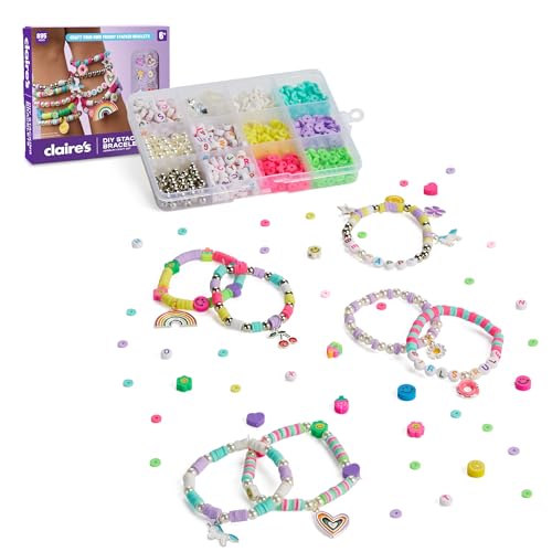 Claire’s DIY Bracelet Kit – 895-Piece Jewelry Making Supplies Set| Clay Heishi Beads, Alphabet, Charms, String| Friendship Bracelet Kit for Girls| Arts & Crafts Activity| Fashion Accessory Gift Age 8+