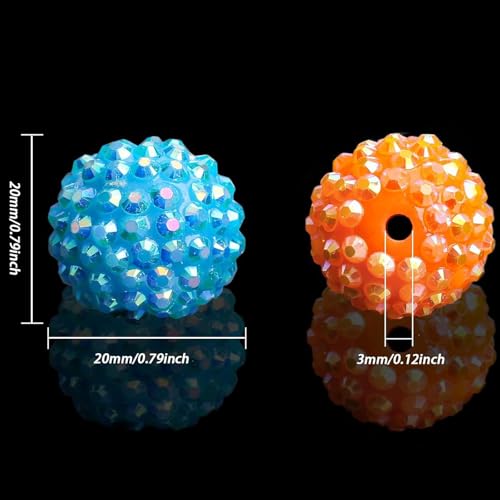 30PCS 20MM Bubblegum Beads for Pens, Mixed Color Rhinestones Disco Ball Chunky Large Acrylic Round Beads for Bag Focal Beadable Pen Keychain Making Jewelry Bracelet Making DIY Crafts - color: Rhinestones Beads