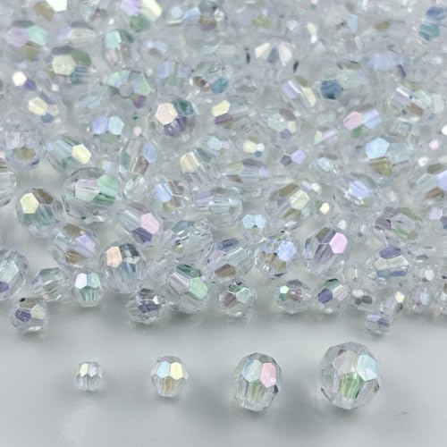 1800pcs Acrylic Faceted Round Beads 4mm 6mm 8mm 10mm AB Colors Glossy Acrylic Round Spacer Beads with Hole for DIY Bracelet Necklace Jewelry Making Supplies Handmade Craft(Transparent AB) - color: Transparent AB