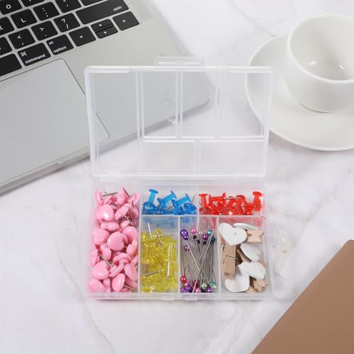 2Pcs Plastic Organizer Box with Dividers, 6 Grids Mini Organizer Clear Small Plastic Storage Box for Jewelry Rhinestones Beads Craft Small Parts