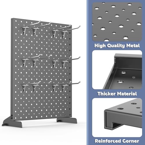 WALMANN Metal Tabletop Pegboard Display Stand for Craft Shows, 12" x 16" Countertop Peg Board with Hooks for Jewelry & Accessories (Black Pegboard with Hooks) - style: Black Pegboard with Hooks