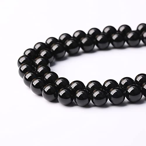 90pcs 4mm AAAA Natural Black Tourmaline Gemstone Beads Round Loose Beads for Jewelry Making DIY Bracelet Necklace(Black Tourmaline, 4mm) - color: Black Tourmaline, size: 4mm