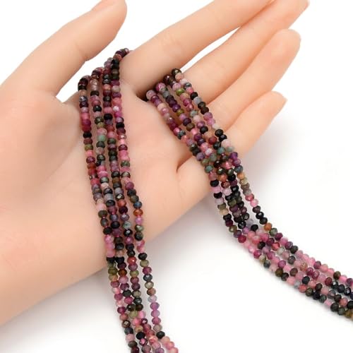 Adabele 15 Inch Natural Pink Tourmaline Healing Gemstone 4mm x 3mm Tiny Small Faceted Round Rondelle Loose Beads Stone Spacer (125-135pcs) for Craft Jewelry Making GK-B1 - color: Pink Tourmaline, size: 4mm x 3mm - 15 inch/1 strand