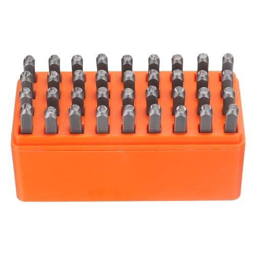 HARFINGTON 36pcs Metal Stamping Kit 1/8" (3mm) Steel Uppercase Letter and Number Punch Set (A-Z / 0-8 / "&" Symbol) Punch Press Tool with Case for Imprinting Metal Plastic Wood Leather - size: 1/8"