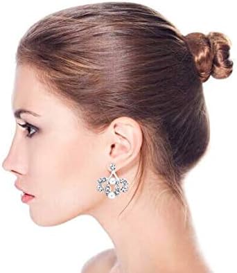 Bridal Jewelry Set Art Deco Vintage Estate Style Cubic Zirconia Marquise Leaf Teardrop AAA CZ Statement Cleavage Choker Necklace & Chandelier Dangle Clip On Or Pierced Earrings For Women Pageant