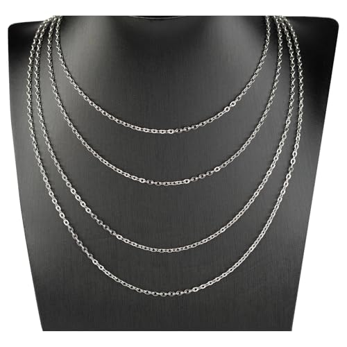 UMAOKANG 65 Feet Silver Jewelry Chains for Jewelry Making Flat Cable Chain Link Spool DIY Craft Earring Bracelet Necklace Chain Bulk with Lobster Clasps Jump Rings Pinch Clip Clasp - color: Steel Cross