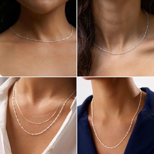 33 Feet Silver Singapore Chains Roll, 2MM Silver Plated Brass Twisted Link Chains Spool Bulk for Jewelry Making DIY Craft - color: 2.0mm silver Singapore chain