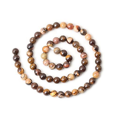 60PCS 6mm Natural Africa Picture Jasper Gemstone Round Loose Beads for DIY Bracelet Necklace Earrings Jewelry Making 1 String 15 Inches - color: Africa Picture Jasper, size: 6mm