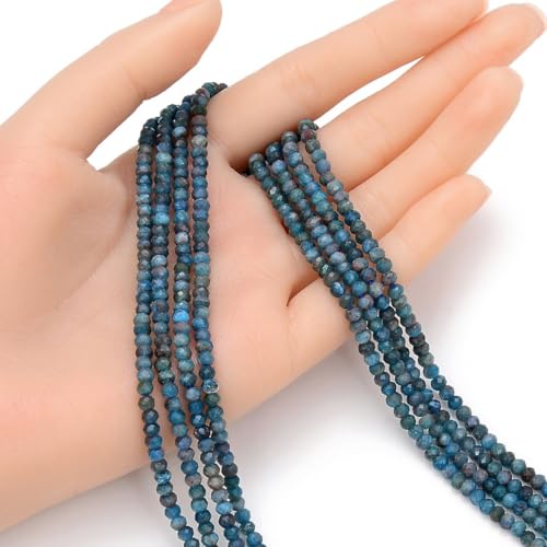 Adabele 15 Inch Natural Blue Apatite Healing Gemstone 4mm x 3mm Tiny Small Faceted Round Rondelle Loose Beads Stone Spacer (125-135pcs) for Craft Jewelry Making GK-B8 - color: Blue Apatite, size: 4mm x 3mm - 15 inch/1 strand