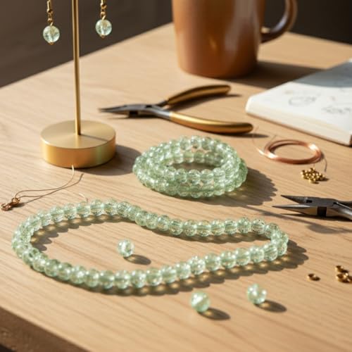 DandS ltd Crackle Lampwork Glass Beads for Jewelry Making, Natural Green, Vibrant DIY Bracelets, Necklaces, Beading Supplies & Craft Kits for Handmade Jewelry, 80pcs 0.39 inch (10mm), #J257-10 - color: Green Natural